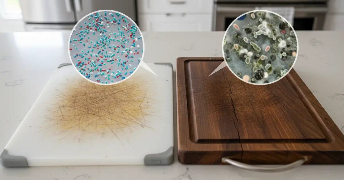 Titan™ Premium Titanium Cutting Board on marble countertop in natural light
